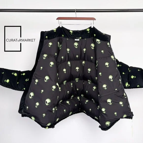 Vetements: RARE Space Alien Head Velvet Down Padded Puffer Jacket FW22 - Picture 6 of 16